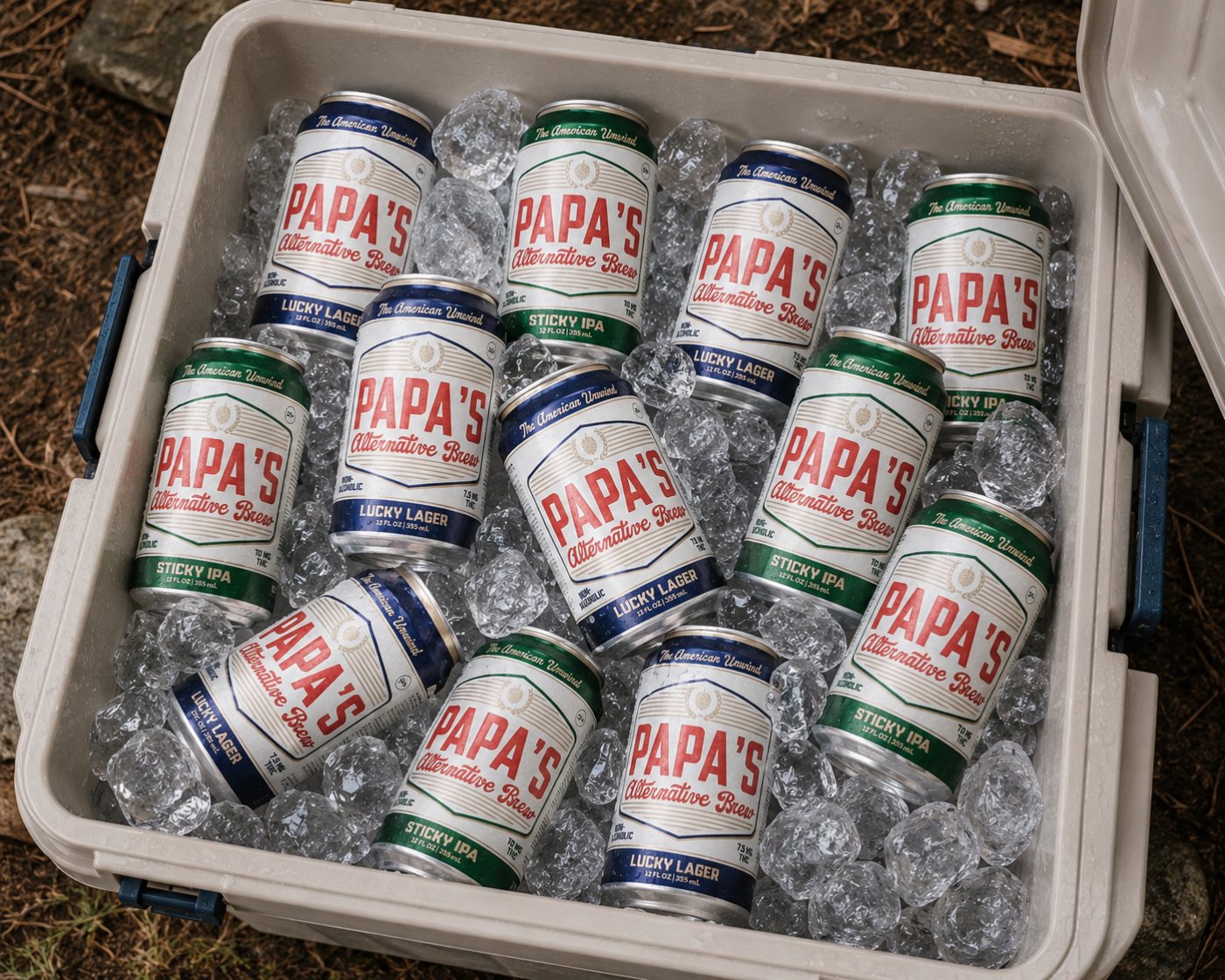 Papa's Alternative Brew can lineup